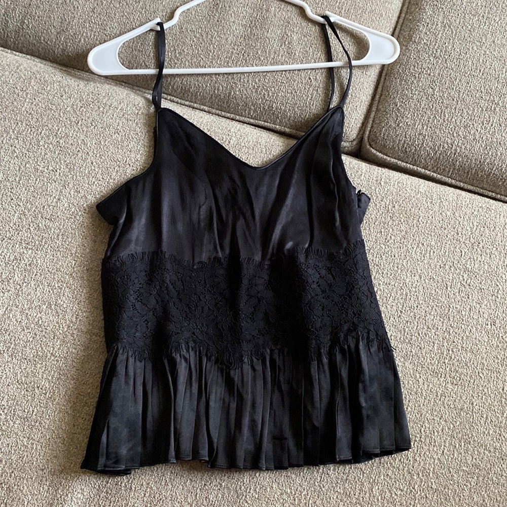 Ramy Brook Black Lace Trim Cami Top